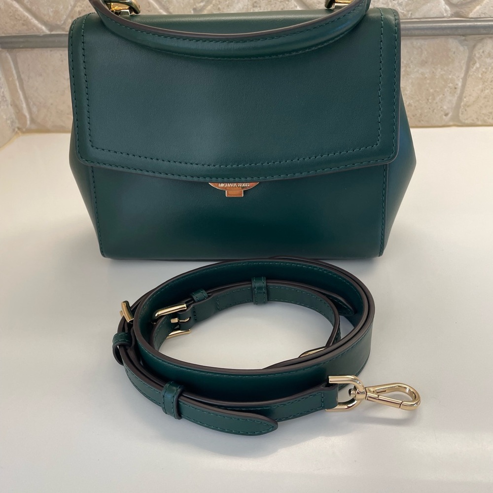 Michael Kors Chic Hunter Green Handbag with Gold Hardware